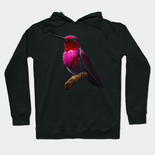 Fantasy Valentine's Day Anna's Hummingbird with Crystal feathers Hoodie by SCHummingbirds